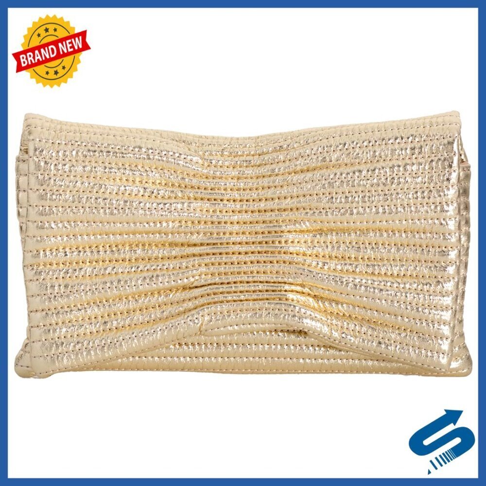 Faux Leather Envelope Clutch Elegant Chic Minimal Detachable Cross-Body Chain